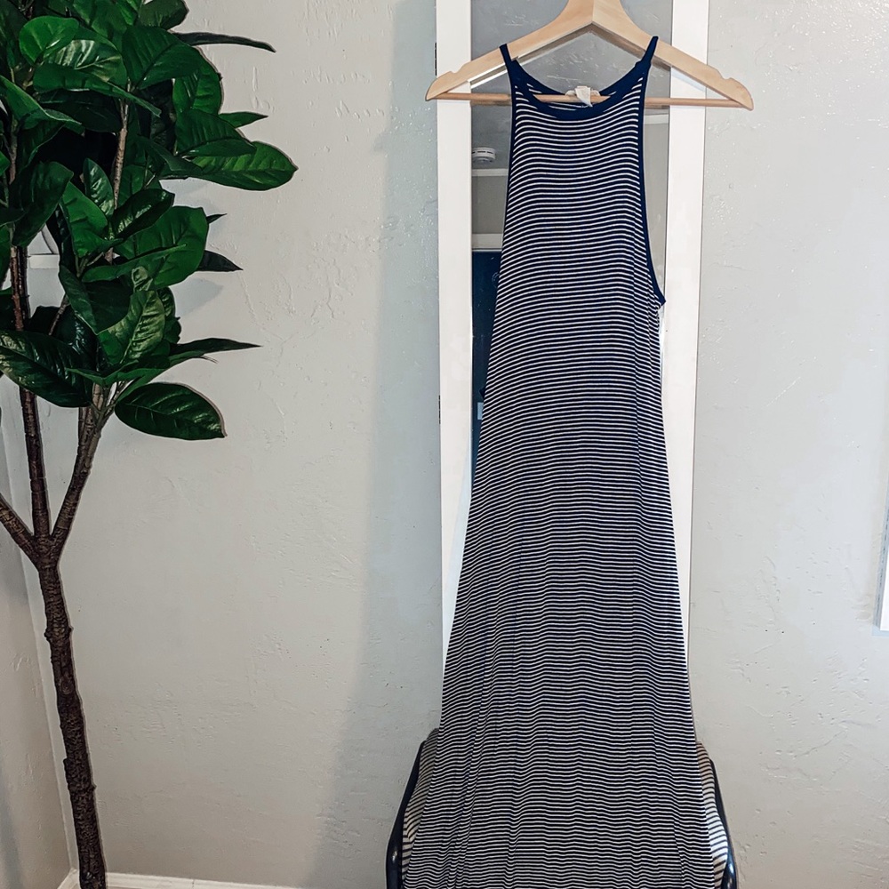 Black & White Striped Maxi Dress